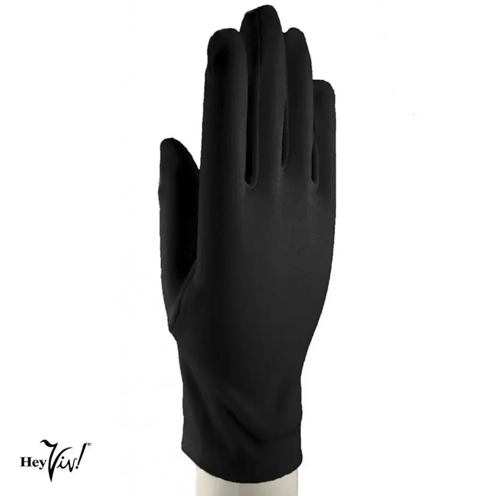 Black Wrist Length Stretch Nylon Dress Gloves Wedding Church Formal - Hey Viv